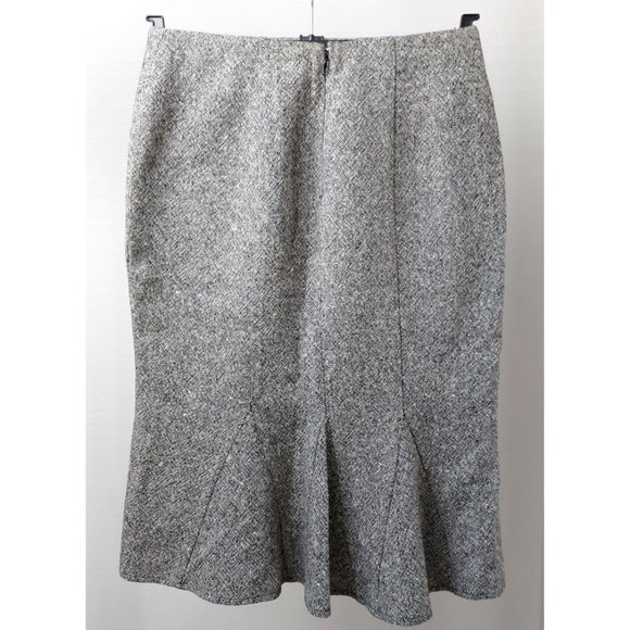 Classic Wool Tweed Lined Skirt - Flounce Fishtail Tulip Trumpet - Size 0 / XS - Picture 4 of 10